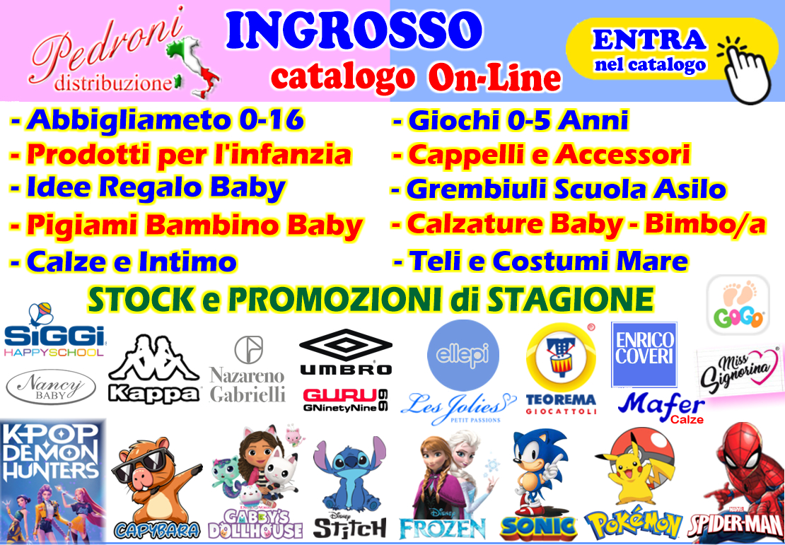 Ingrosso abbigliamento bambino PEDRONI Distribuzione , Produzione MINIONS abbigliamento , Ingrosso abbigliamento FROZEN , Abbigliamento bambino produttore Italia , Produzione THE GOOD DINOSAU abbigliamento , Ingrosso abbigliamento DISNEY , Abbigliamento MASHA e ORSO produttore Italia , Produzione e vendita abbigliamento ITALIANO pronto moda , Abbigliamento bambini ITALIANO , Produzione abbigliamento MADE IN ITALY per bambini ,  Vendita all'ingrosso abbigliamento bambino neonato catalogo on-line  , grossista abbigliamento on-line per bambini , Ingrosso vendita articoli abbigliamento bambino pronto moda , Ingrosso intimo bambino e neonato catalogo on-line , Ingrosso intimo ELLEPI , Distributore ELLEPI intimo bambino neonato , DISNEY intimo ingrosso distributore produttore importatore 